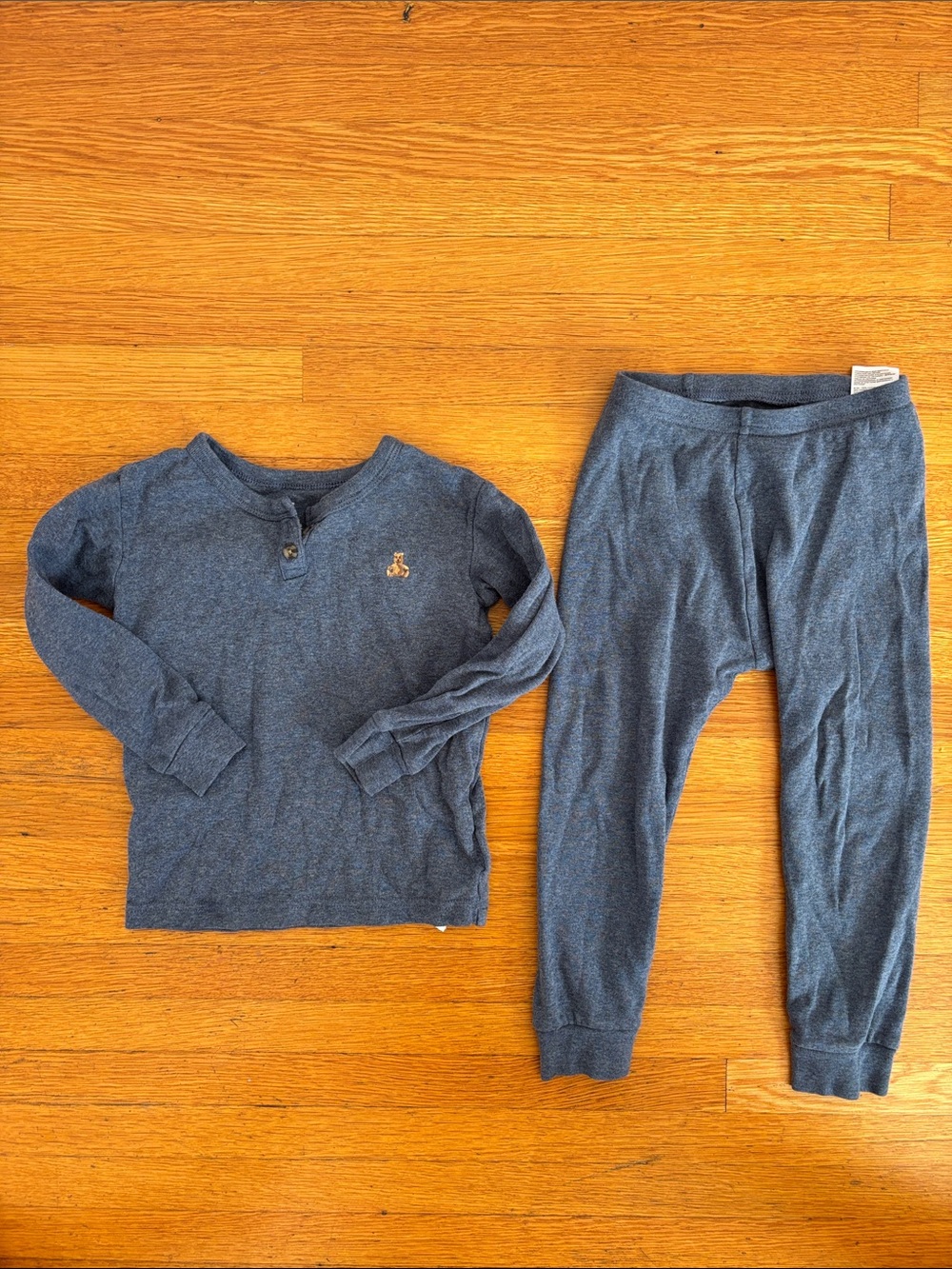 GAP Heather Blue Long-Sleeve Two-Piece Pajama Set